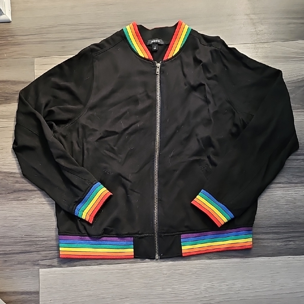 Black Jacket with Rainbow Trim